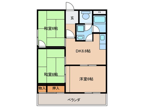 サンワロイヤルマンション２号館の物件間取画像